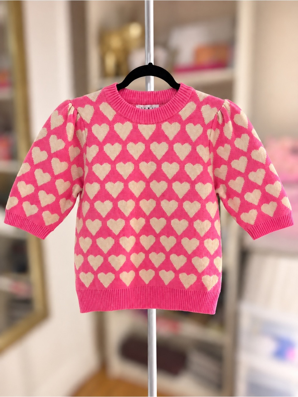 THML Pink Heart Knit Top - Cozy Pullover